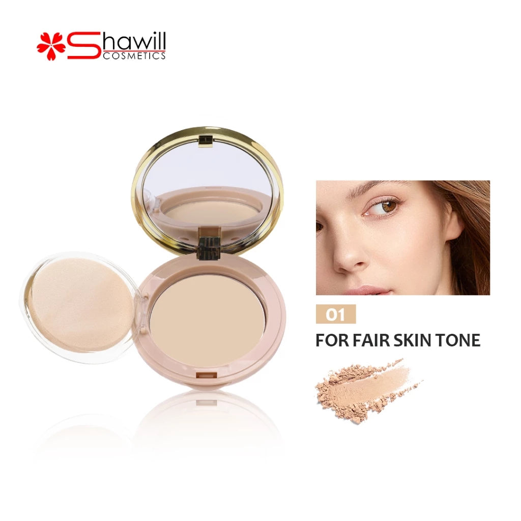 Shawill Foundation Powder Oil Control Setting Powder Easy to Carry Compact Face Powder Makeup S2014
