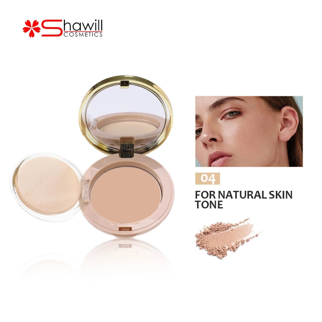 Shawill Foundation Powder Oil Control Setting Powder Easy to Carry Compact Face Powder Makeup S2014