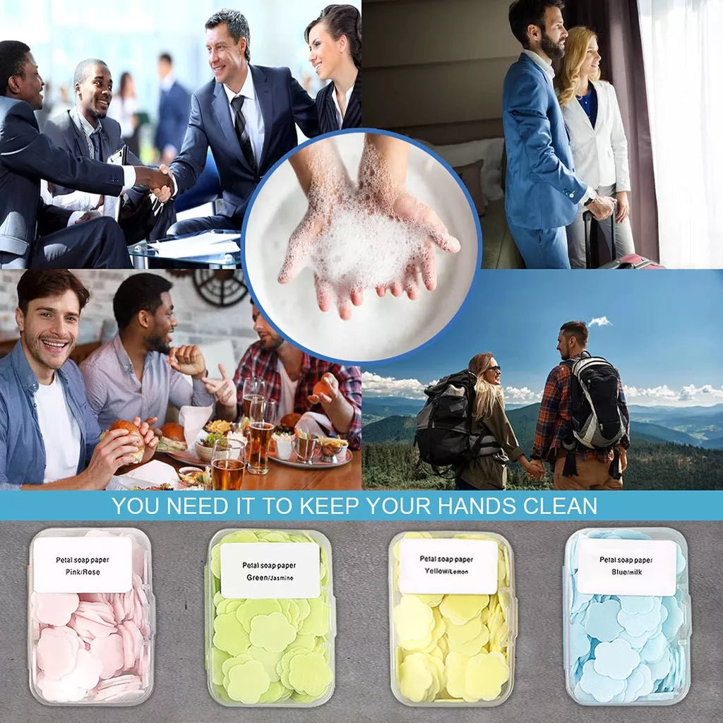 100 sheets Disposable Soap Paper Travel Soap Paper Washing Hand Bath Clean Scented Slice Sheets