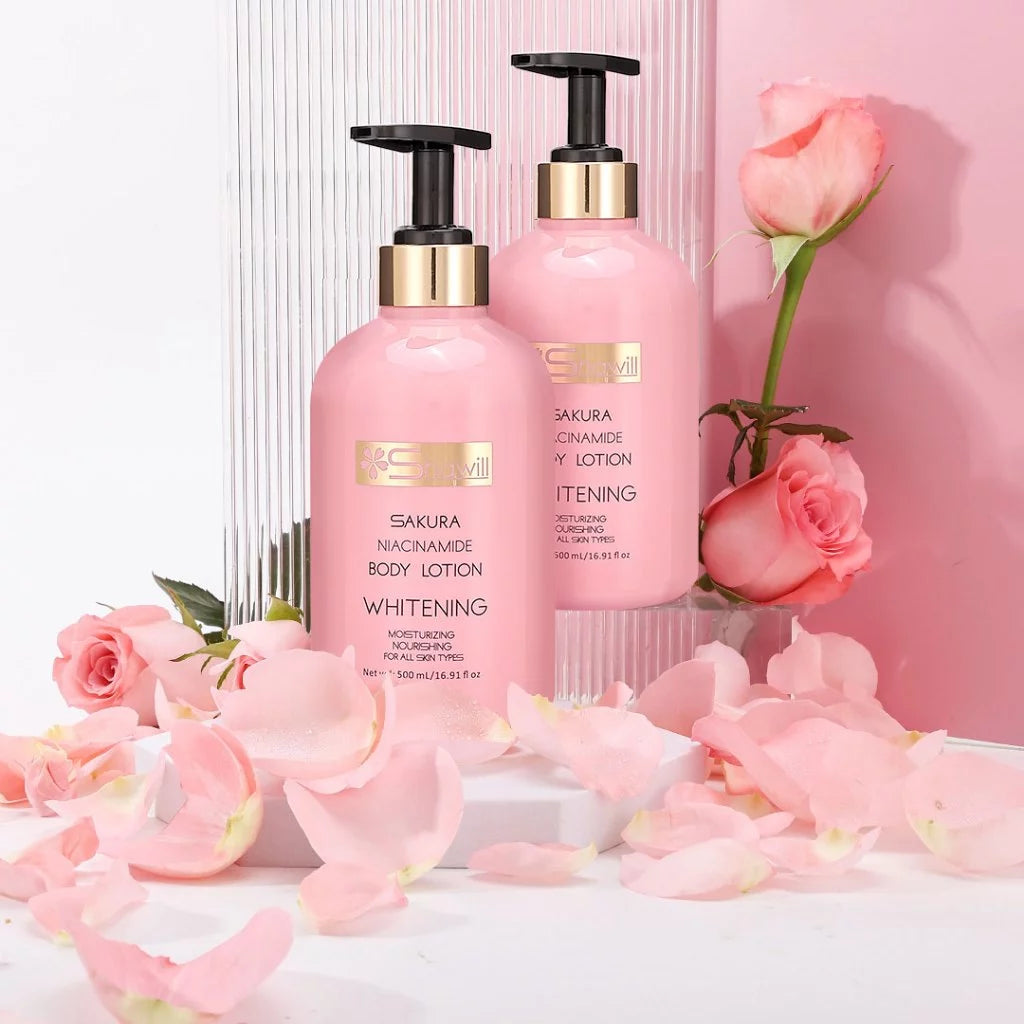 Shawill Cosmetics Sakura Niacinamide Body Lotion Care 500ml Whitens Moisturize S8004