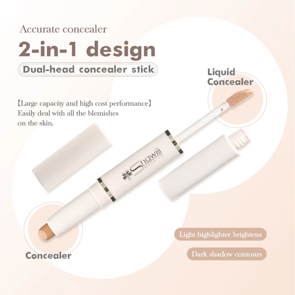Shawill 2 Color Concealer Stick Highlight Contour Waterproof Long-lasting Flawless Face Makeup S5017
