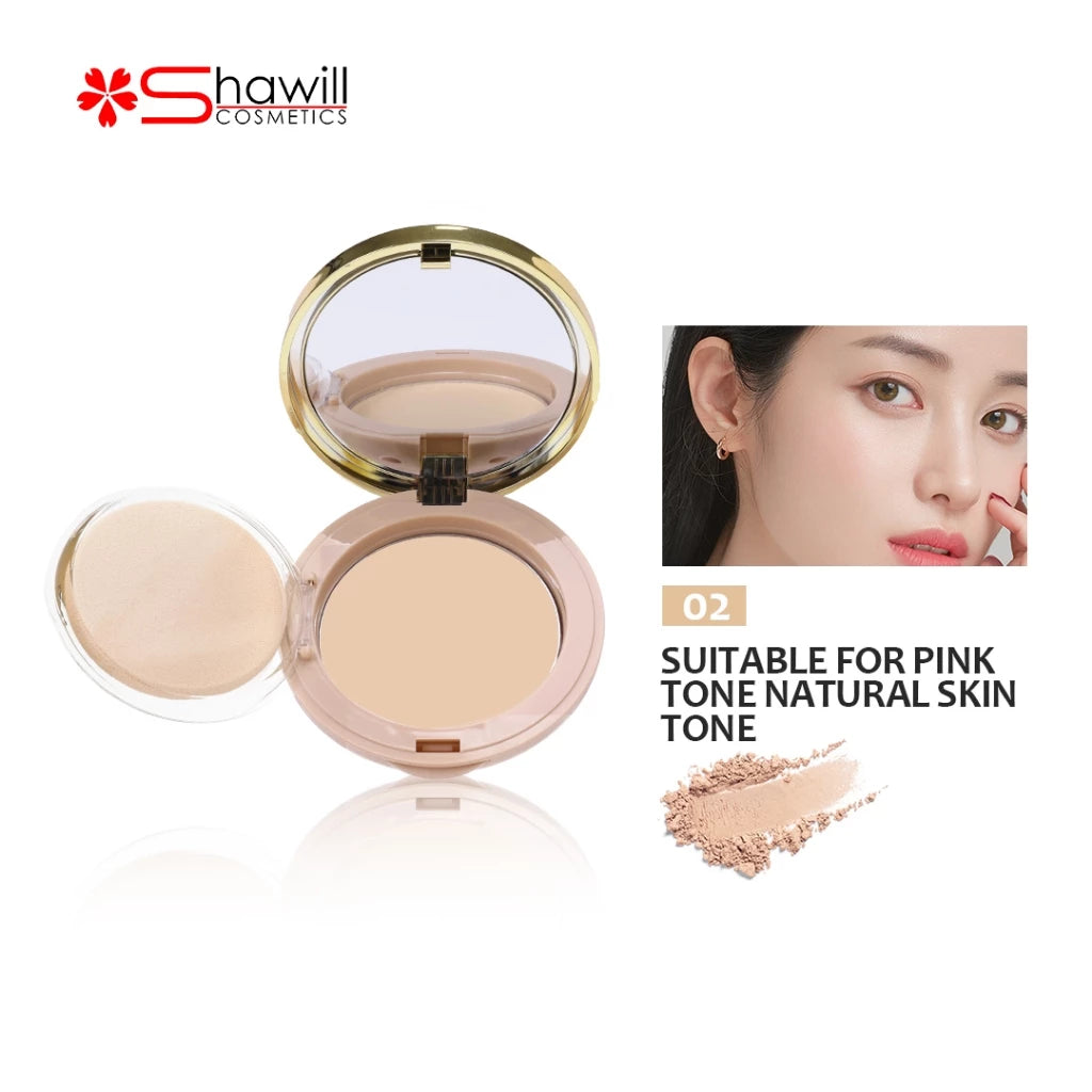 Shawill Foundation Powder Oil Control Setting Powder Easy to Carry Compact Face Powder Makeup S2014