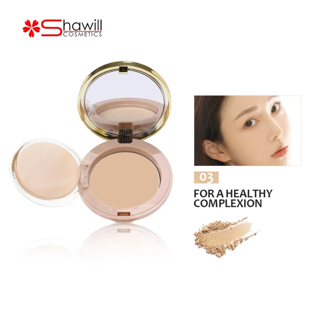 Shawill Foundation Powder Oil Control Setting Powder Easy to Carry Compact Face Powder Makeup S2014
